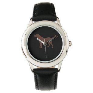 Dog Lover   Chocolate Labrador Dog Silhouette Watch