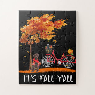 Dog Lover Chocolate Labrador It's Fall Y'all Jigsaw Puzzle