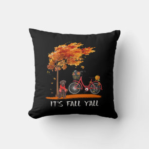 Dog Lover   Chocolate Labrador It's Fall Y'all Throw Pillow