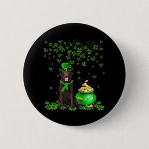 Dog Lover Chocolate Labrador Through The Shamrock 2 Inch Round Button