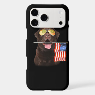 Dog Lover Chocolate Labrador USA American Flag