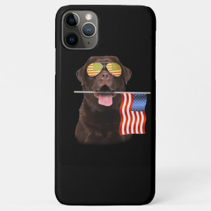 Dog Lover Chocolate Labrador USA American Flag iPhone 11 Pro Max Case