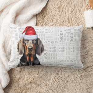 Dog Lover Christmas Black Tan Coonhound Holiday Lumbar Pillow