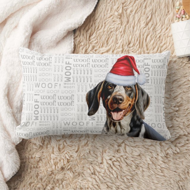 Dog Lover Christmas Bluetick Coonhound Holiday Lumbar Pillow (Blanket)