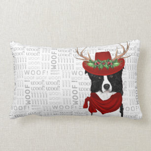 Dog Lover Christmas Border Collie Holiday Lumbar Pillow