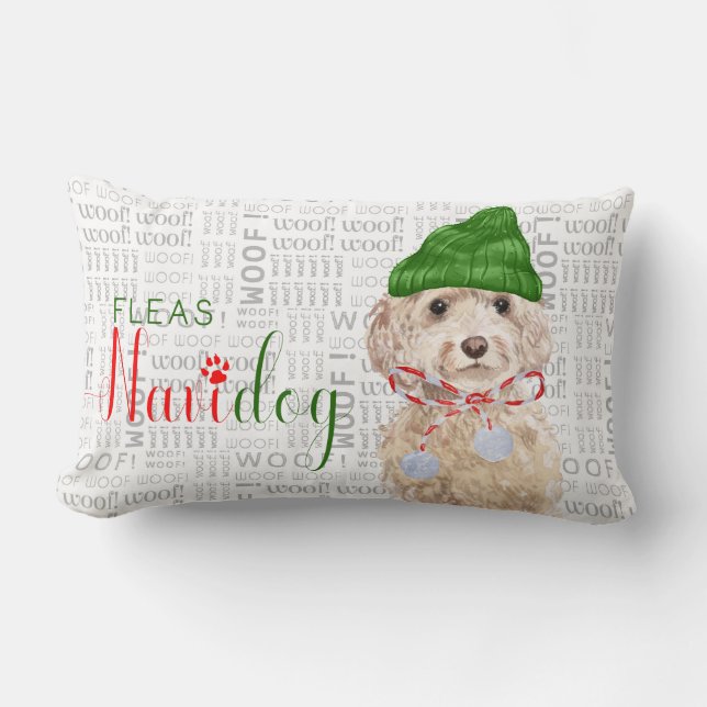Dog Lover Christmas Cockapoo Santa Lumbar Pillow (Front)