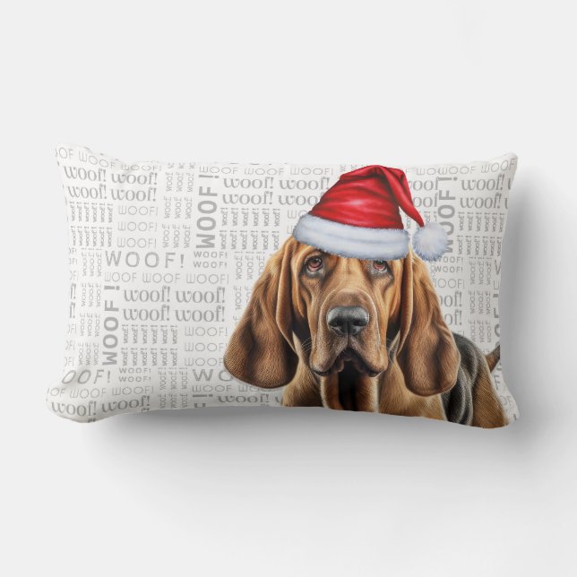 Dog Lover Christmas Cute Bloodhound Holiday Lumbar Pillow (Front)