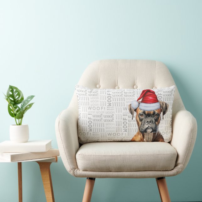 Dog Lover Christmas Cute Boxer Holiday Lumbar Pillow (Chair)