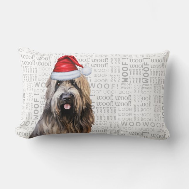 Dog Lover Christmas Cute Briard Shepherd Holiday Lumbar Pillow (Front)