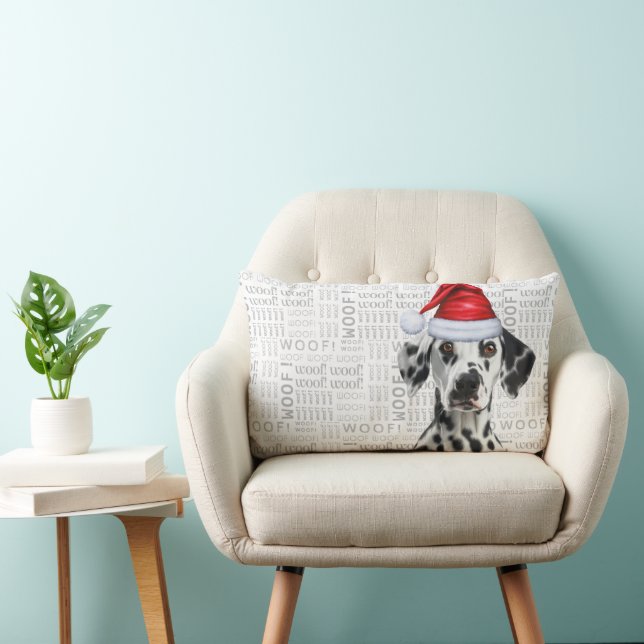 Dog Lover Christmas Cute Dalmatian Holiday Lumbar Pillow (Chair)