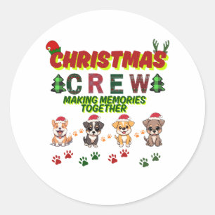 Dog Lover Christmas Family-Christmas crew dogs  Classic Round Sticker