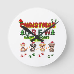 Dog Lover Christmas Family-Christmas crew dogs  Round Clock