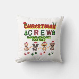 Dog Lover Christmas Family-Christmas crew dogs  Throw Pillow