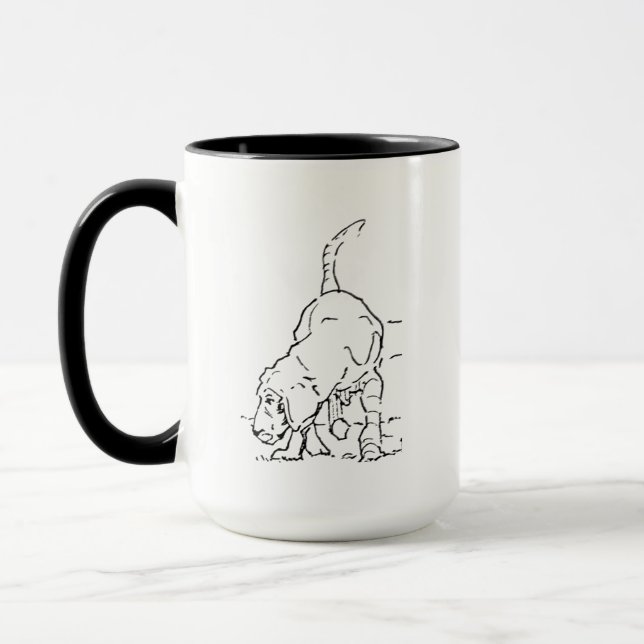 Dog Lover Coffee Mug, Beagle Illustration Mug (Left)