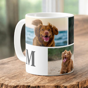Dog Lover Custom Photo Collage Pet Monogram  Coffee Mug