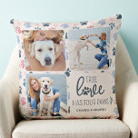 Dog Lover Customized 3 Photo Pastel Paw Print Throw Pillow<br><div class="desc">True Love Has Four Paws! Celebrate your best friend with a custom unique dog photo collage pillow and keepsake. Surprise your favorite dog lover, whether is a birthday, Mother's day, valentines day, or Christmas with this cute love photo dog pillow. This True Love with paw print design dog photo pillow...</div>