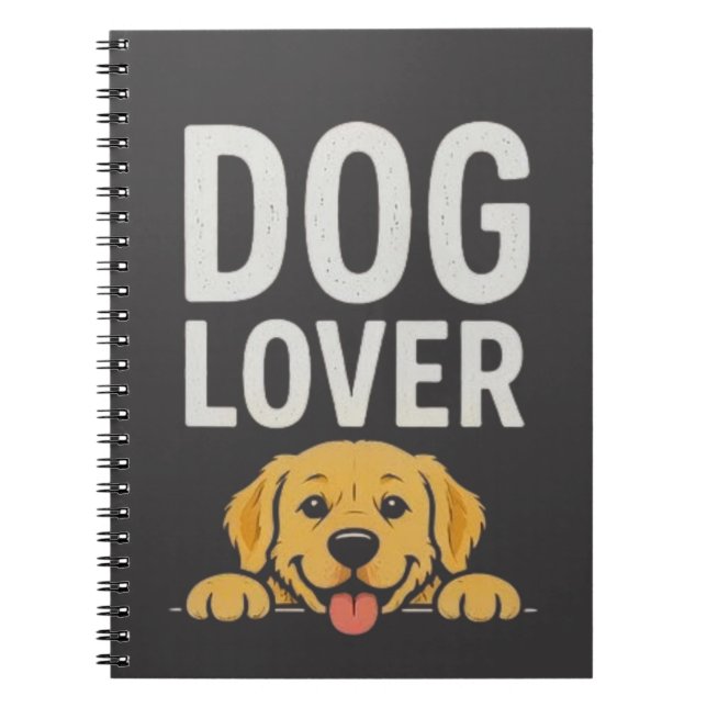 Dog Lover Cute Dog Illustration Typography Design Notebook (Front)