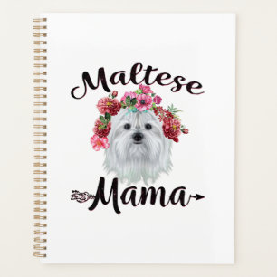 Dog Lover Cute Maltese Mama Dog Flowers Florals Planner