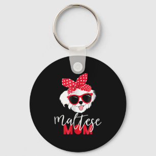 Dog Lover Cute Maltese Mom Keychain