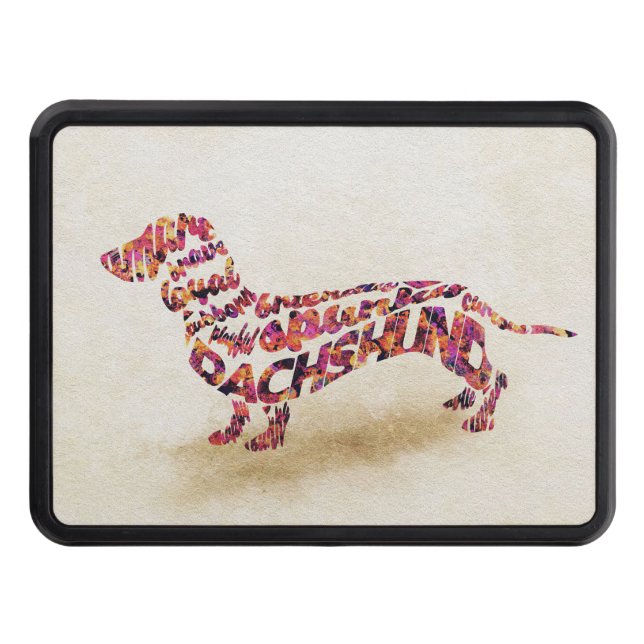 Dog Lover Dachshund Dog Typography Trailer Hitch Cover (Front)