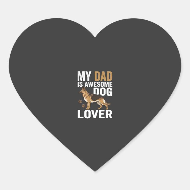 Dog Lover Dad Is Awesome Heart Sticker (Front)