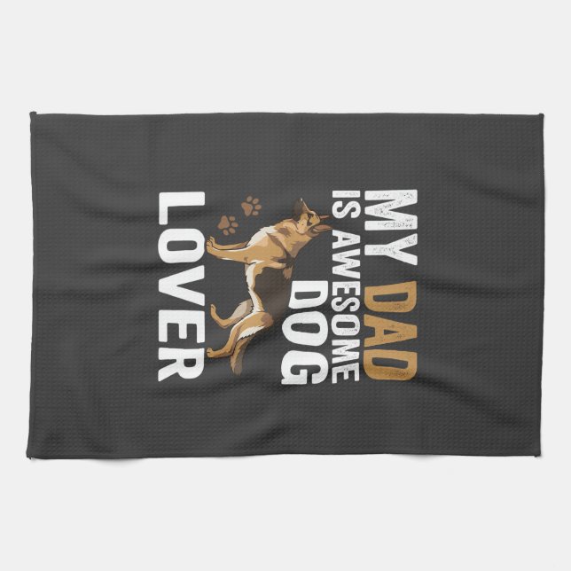 Dog Lover Dad Is Awesome Kitchen Towel (Horizontal)