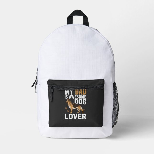 Dog Lover Dad Is Awesome Printed Backpack (Front)
