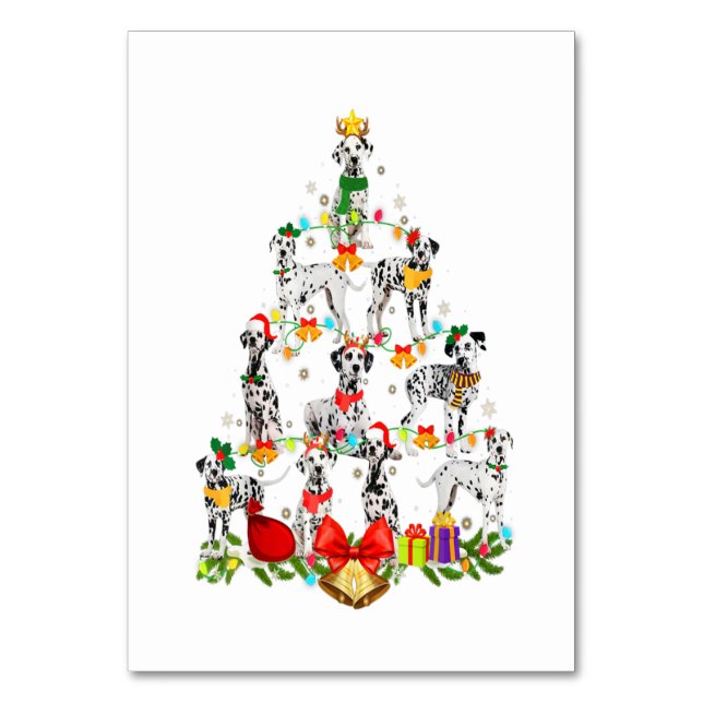 Dog Lover Dalmatian Tree Christmas Light Table Number (Front)