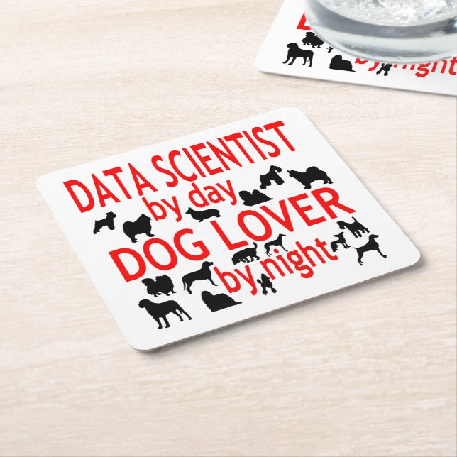 Dog Lover Data Scientist Square Paper Coaster (Angled)