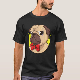 Dog Lover Dog Face Red Bow Tie Funny Behaviour Pug T-Shirt