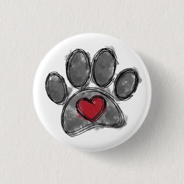Dog Lover Drawing Watercolor 1 Inch Round Button (Front)