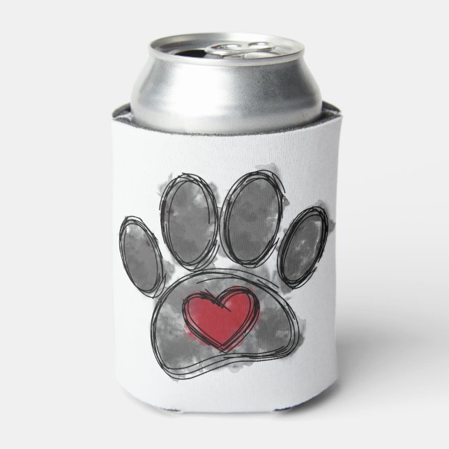 Dog Lover Drawing Watercolor Can Cooler (Can Front)