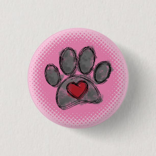 Dog Lover Drawing Watercolor Halftone Print 1 Inch Round Button