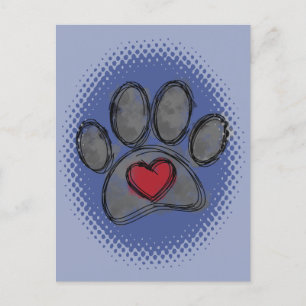 Dog Lover Drawing Watercolor Halftone Print Postcard
