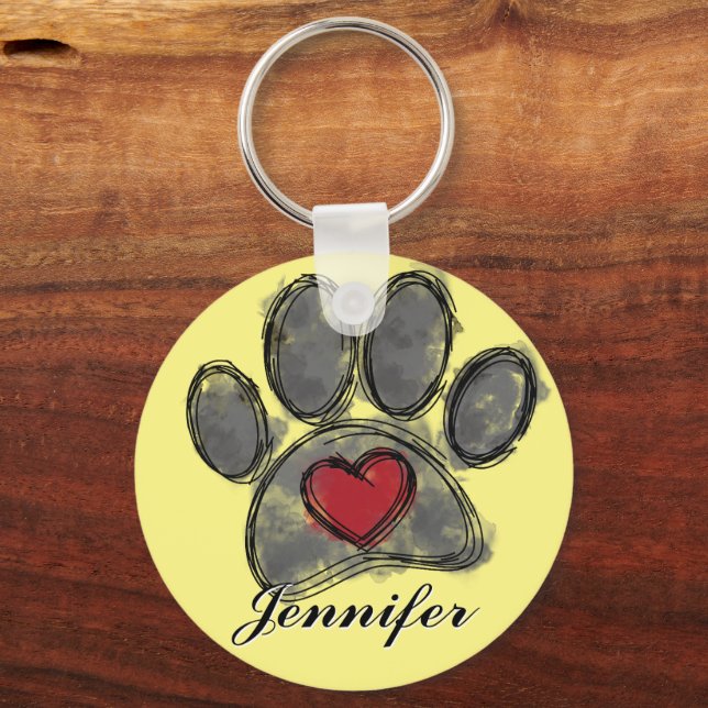 Dog Lover Drawing Watercolor Keychain (Front)