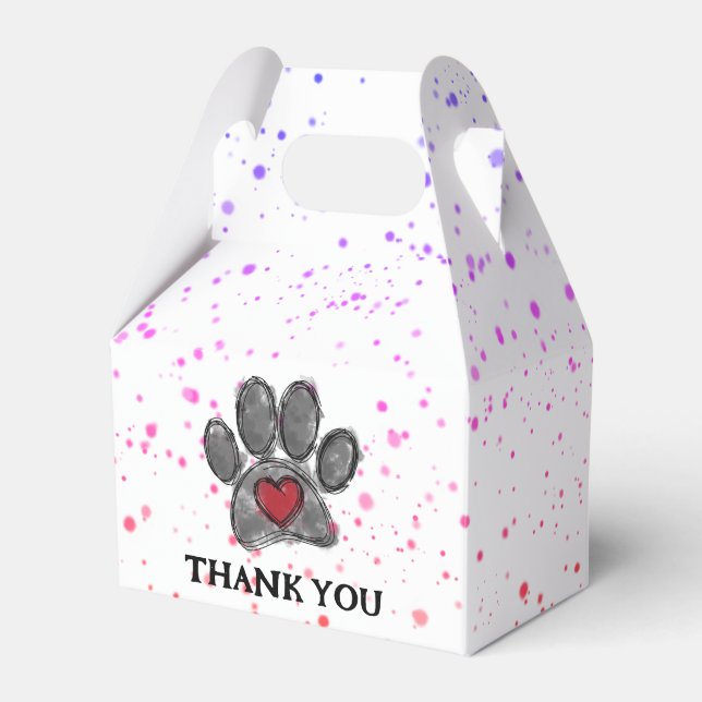 Dog Lover Drawing Watercolor Paint Splatter Favor Box (Front Side)