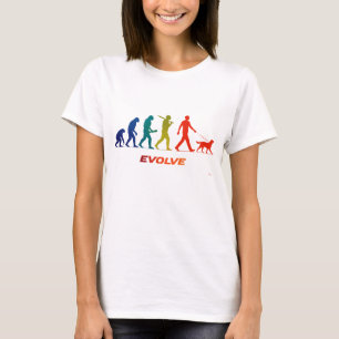Dog Lover Evolution Silhouette Man Walking Dog T-Shirt