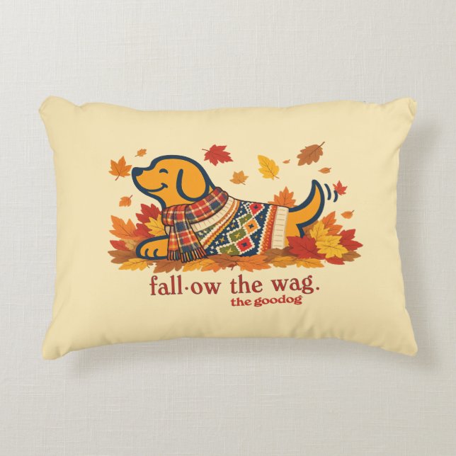 Dog Lover Fall Cozy Accent Pillow (Front)