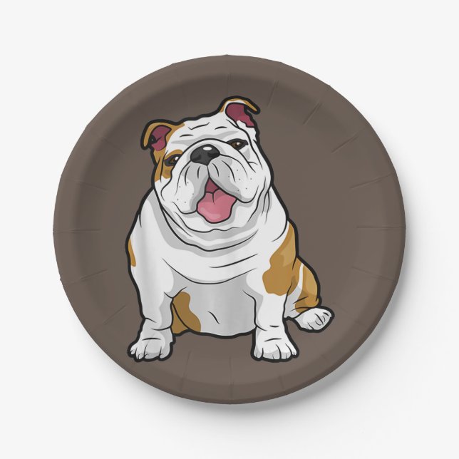 Dog Lover | Funny English Bulldog Puppy Gift Paper Plate (Front)