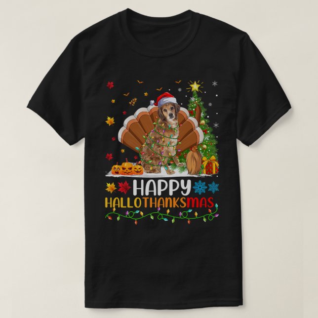 Dog Lover Funny Happy Brittany Spaniel Dog HelloTh T-Shirt (Design Front)