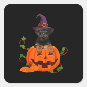 Dog Lover Funny Rottweiler Pumpkin Halloween Lover Square Sticker