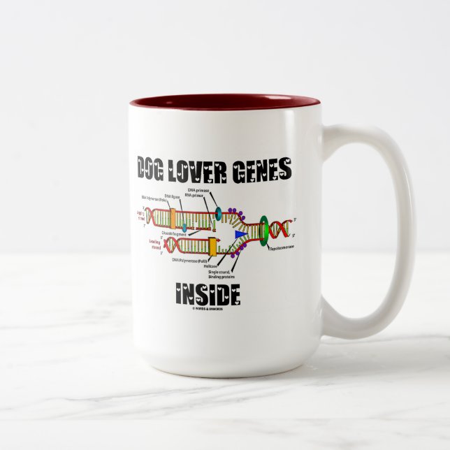 Dog Lover Genes Inside (DNA Replication) Two-Tone Coffee Mug (Right)