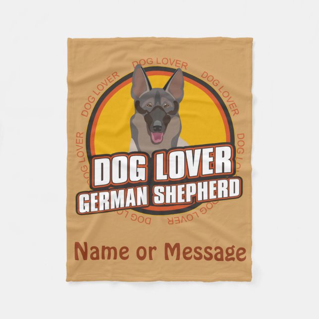 Dog Lover German Shepherd Custom Name or Message Fleece Blanket (Front)