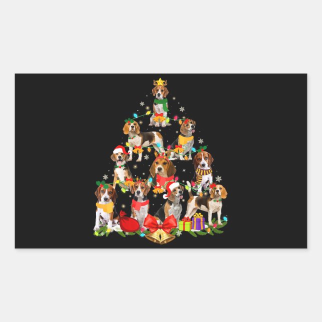 Dog Lover Gifts Beagle Tree Christmas Light Sticker (Front)
