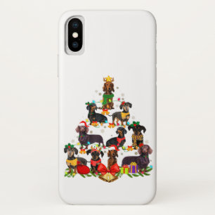 Dog Lover Gifts Dachshund Tree Christmas Light Case-Mate iPhone Case