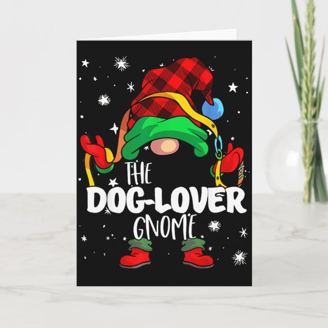 Dog Lover Gnome Red Buffalo Plaid Matching Family  Card (Front)
