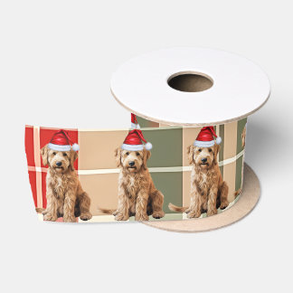 Dog Lover Goldendoodle Holiday Plaid Christmas Satin Ribbon