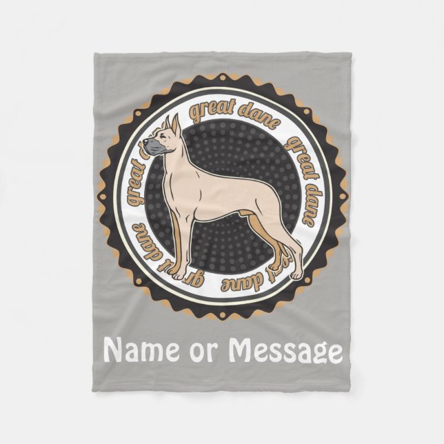 Dog Lover Great Dane Custom Name / Message Fleece Blanket (Front)