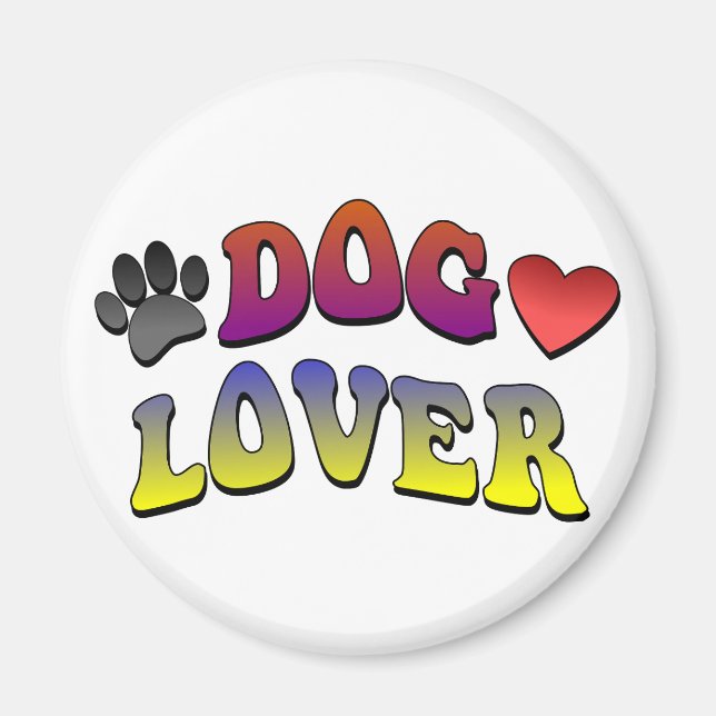 Dog Lover Groovy Vintage Font Magnet (Front)