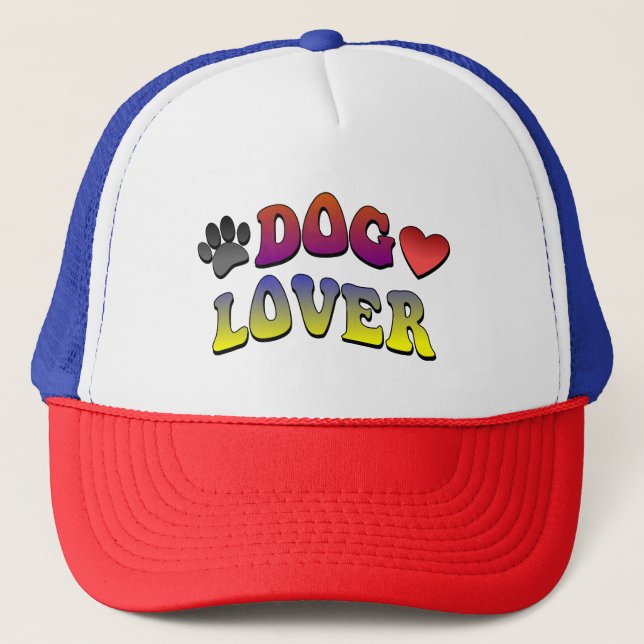 Dog Lover Groovy Vintage Font Trucker Hat (Front)